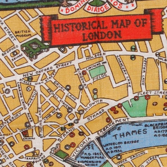 Collectable Irish Linen Towel Historical Map of London 19" 1/2" by 30" - Picture 5 of 15